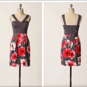 Anthropologie Sine Y2K Hollyhock Floral Halter Mini Dress Tropical Chic